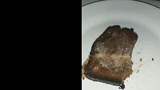 guy eats bolo covered in thick sticky cum from blowbang bukkake