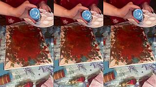 Watch her long nails and big eyeglasses tease in fetish ASMR acrylic art bloom mist session!