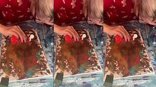 Watch her long nails and big eyeglasses tease in fetish ASMR acrylic art bloom mist session!