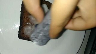 guy eats bolo covered in thick sticky cum from blowbang bukkake