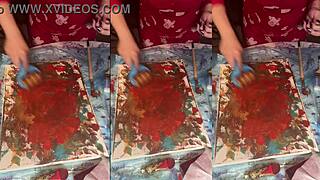Watch her long nails and big eyeglasses tease in fetish ASMR acrylic art bloom mist session!