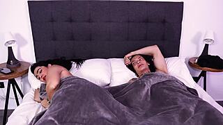 stepson shares hotel bed with his curvy big-ass stepmom and can't resist her shaking cheeks