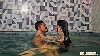 Colombiana antonella interrupts filming to fuck wildly in the pool?