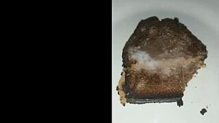 guy eats bolo covered in thick sticky cum from blowbang bukkake