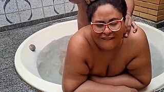 Drunk BBW teacher fucks student hidden squirting huge jets on fat tits uniform!