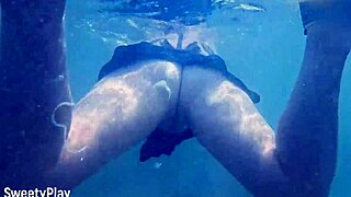 Swimming pool creampie fills her after deep dive