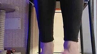 dirty british teen slut fingers feet in black leggings shower fetish