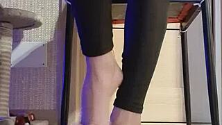 dirty british teen slut fingers feet in black leggings shower fetish