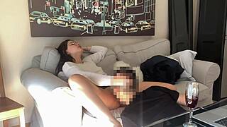 shy tinder latina turns horny voluptuous sofa cowgirl ride