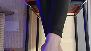 dirty british teen slut fingers feet in black leggings shower fetish