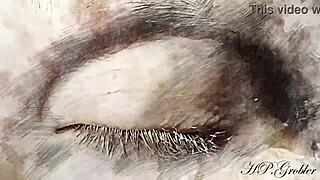 erotic sketch shows smooth shaved pussy getting rubbed in colorful stop motion tease