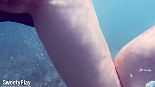 Swimming pool creampie fills her after deep dive