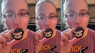 asmr vampire teeth grind lollipop while craving hardcore cock suck!