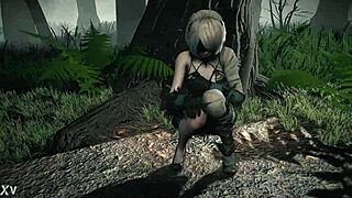 nier automata 2b strips sexy then gets fucked hard