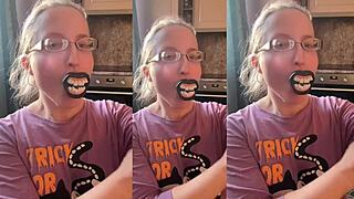 asmr vampire teeth grind lollipop while craving hardcore cock suck!