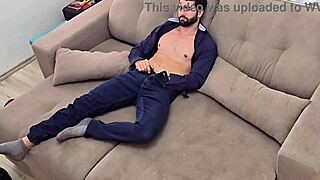 amateur brazilian bodybuilder neighbor comes home from work rips clothes jerks monster cock
