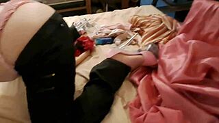 White Slut Satin Lingerie Thong Dress Stockings Heels Rimjob Doggystyle Fuck