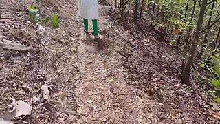 country aunt bends over in the woods as i rip her pussy apart hard