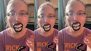 asmr vampire teeth grind lollipop while craving hardcore cock suck!