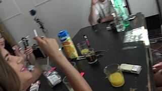 check out this classy model in lingerie and chic miniskirt