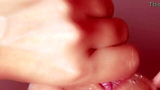 Cheating wife gulps cum close-up in homemade blowjob deal