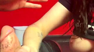 Wifey deepthroats cock in public sex shop outdoors