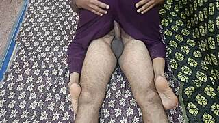 South indian couple strips naked for quick hardcore pussy pounding creampie finish
