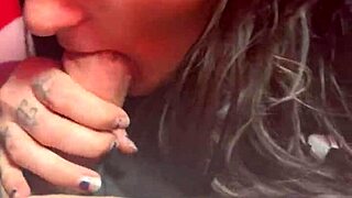 Wifey deepthroats cock in public sex shop outdoors