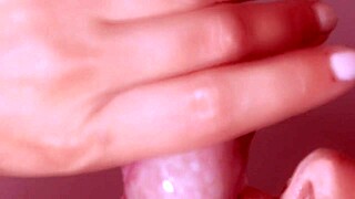 Cheating wife gulps cum close-up in homemade blowjob deal