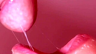 Cheating wife gulps cum close-up in homemade blowjob deal