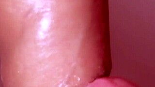 Cheating wife gulps cum close-up in homemade blowjob deal