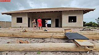 carpenter shocked by fat wives' anal payment surprise orgy