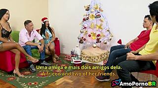 Brazilian milf mommy craves daddy's christmas orgy with brunette teen taboo