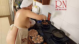 imagine nudist housewife regina noir naked cooking as maid