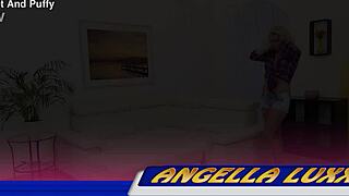 Hot Blonde's Swollen Pussy Pulses from Glass Dildo Orgasms