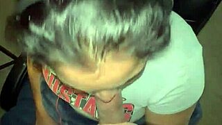 caught busting huge facial cumshot all over her big tits during homework blowjob