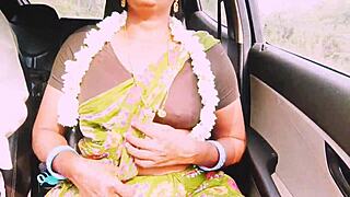 Beautiful Indian Aunty with Huge Natural Tits Fucks Young English Boy with Dirty Telugu Talk Long Drive