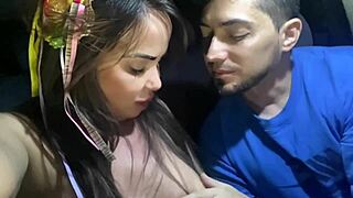 sexy latina milf with big tits and pussy gives hot car blowjob interview on public roads