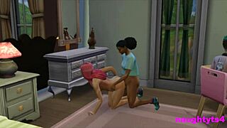 Girl busts futa roommate stroking cock! Punishes her with rough assfucking doggystyle