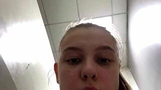 bbw blonde teen bounces massive natural tits hard during gym workout