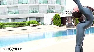 flexi latex ballerina milf in catsuit gets outdoor fuck doll treatment