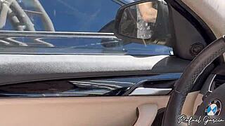 dude, i left my hot girlfriend alone in the parking lot and she masturbated squirting in the car