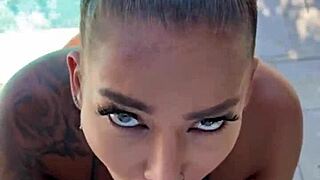 Pretty Bombshell Hayley Davis Worships Huge Cock Deeply