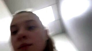 bbw blonde teen bounces massive natural tits hard during gym workout