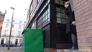 amber west's upskirt pussy flash tempts neighbors outdoors?