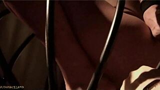 hey, faithful slave follows master on leash to nest