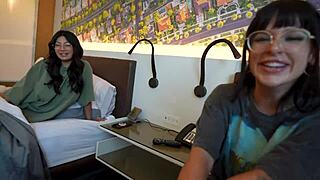 gf cami strella cheats with stepsis effy for bent over doggystyle threesome blowjobs