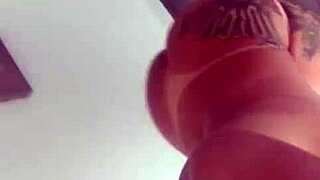 Bratzmal strokes her hard cock in solo trans pleasure show!
