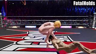Tina Armstrong pins Ryu Hay nude in DOA6 mixed wrestling frenzy!