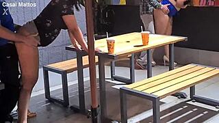Casual couple risks public orgy fuck in fast food drive thru
